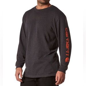 112 CARHARTT Men's Loose Fit Graphic Long Sleeve Tee, Grey, X-Large
